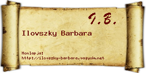Ilovszky Barbara névjegykártya